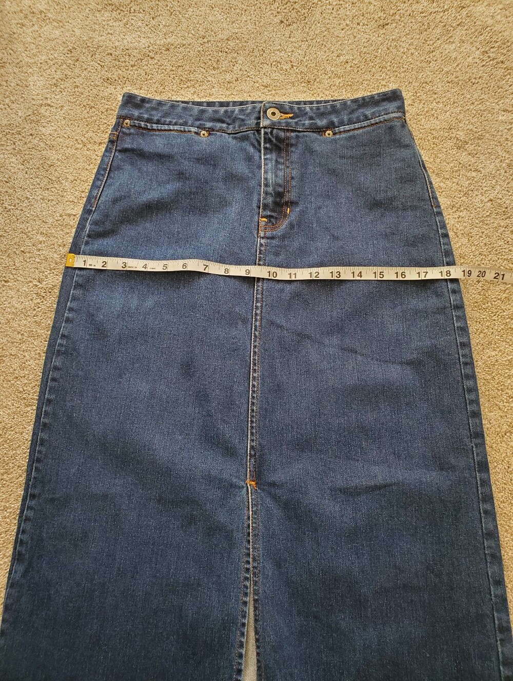 Gap Vintage Y2K 2000s Denim Dark Wash Front Slit Stretch Maxi Skirt Women's 6 - Picture 7 of 7